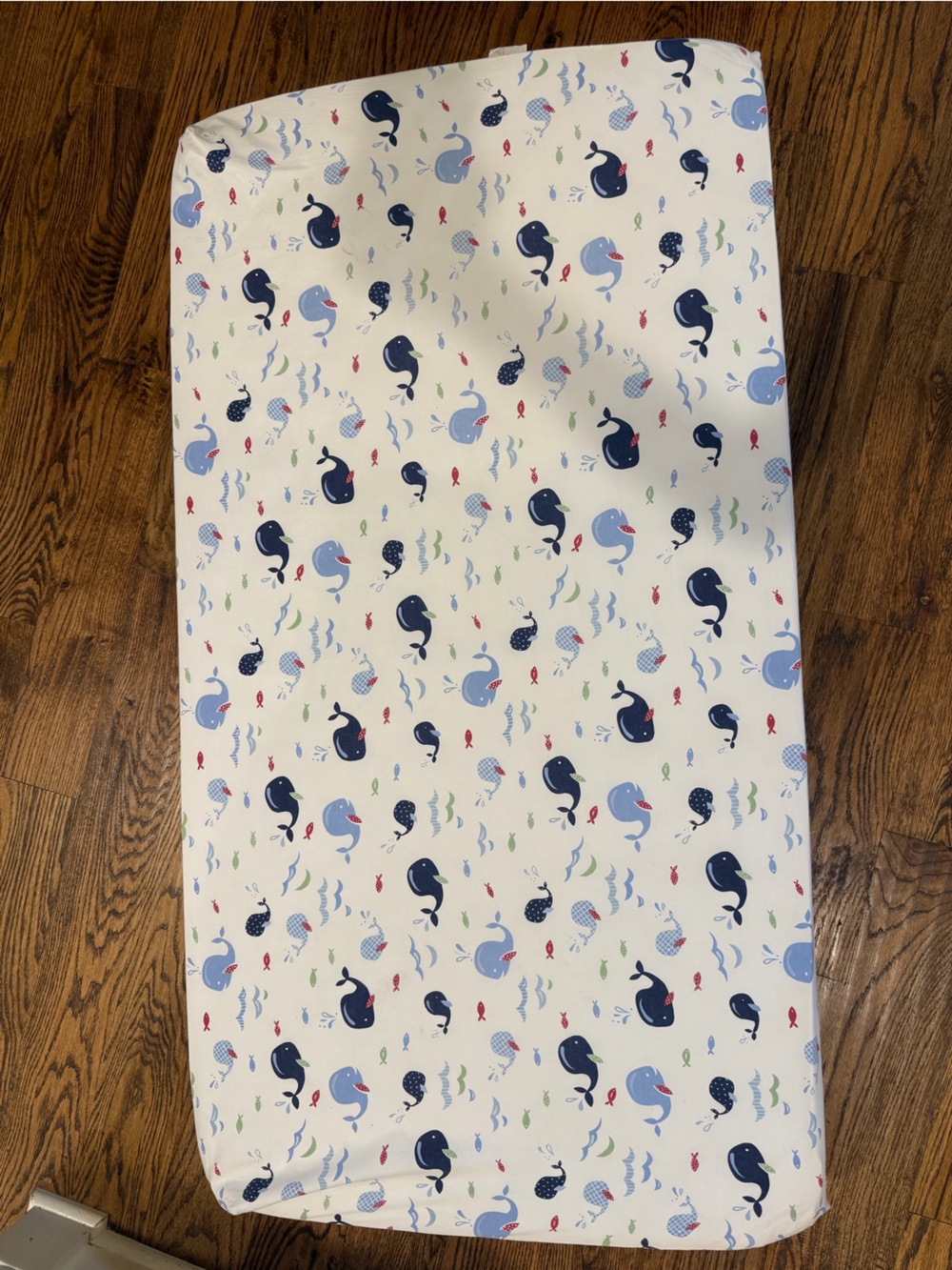 Pottery Barn Kids nautical whale crib sheet